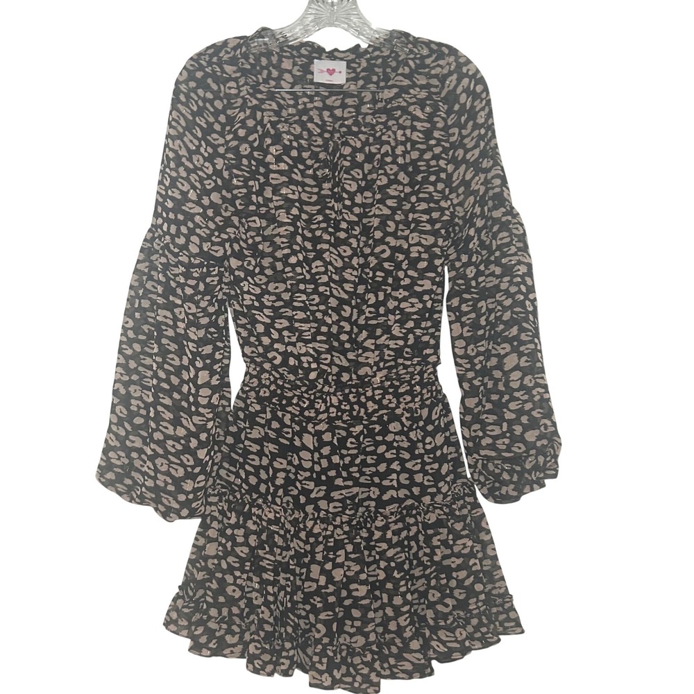 BuddyLove Zozo Mini Dress Wild West Leopard Print Metallic Chiffon XS party